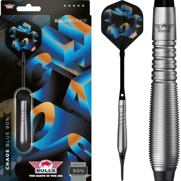 Dardos Bulls Darts Chaos Blue P.Plastico 90% Tungsteno 19g Profesionales vista 3