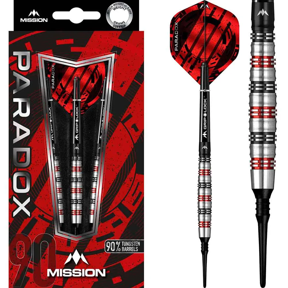 Dardos Mission Paradox M2 Curved Nego Rojo 90% Tungsteno 19g Profesionales vista 3