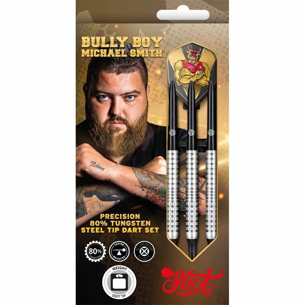 Dardos Shot Bully Boy Michael Smith SH-M 80% Tungsteno 18g Alto Rendimiento vista 3