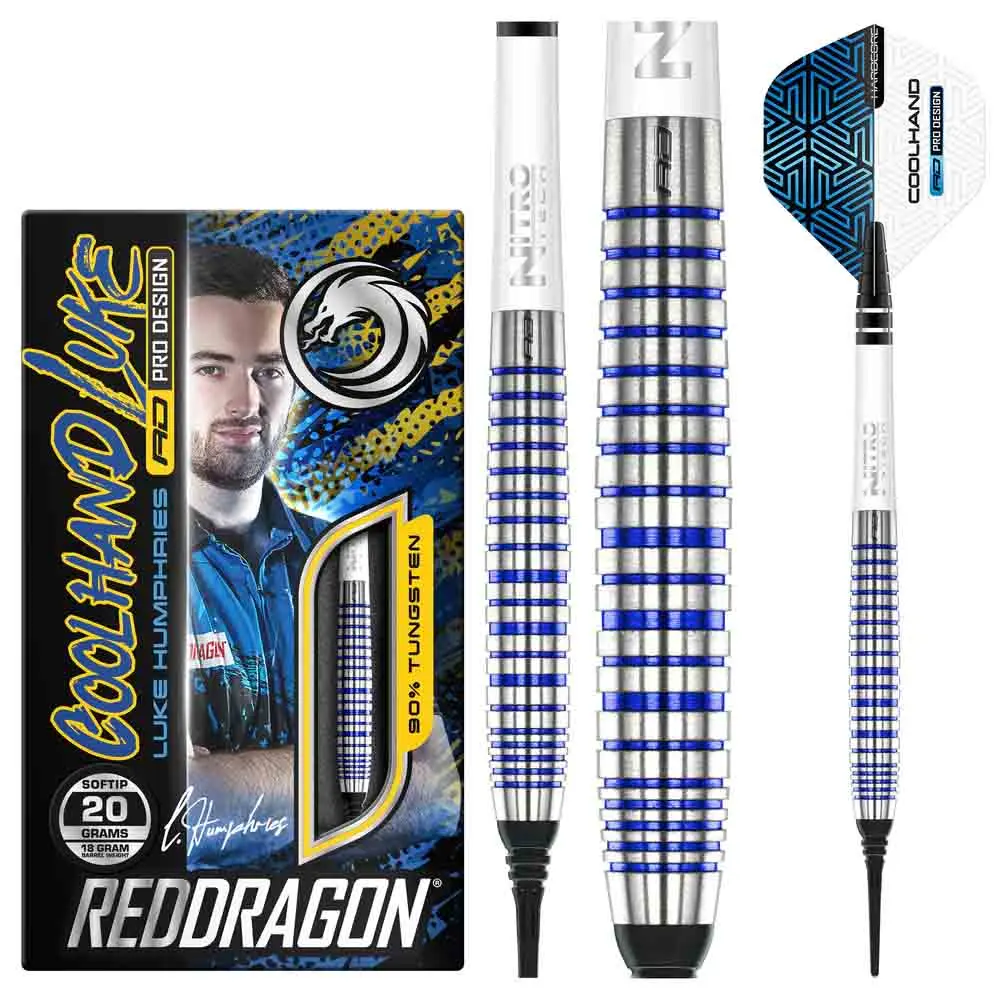 Dardos Red Dragon Luke Humphries TX3 Cool Blue 90% Tungsteno 20g Profesionales vista 4