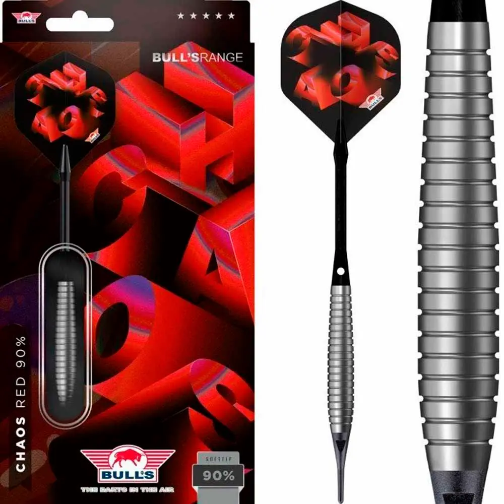 Dardos Bulls Darts Chaos Red P.Plastico 90% Tungsteno 18g Profesionales vista 4